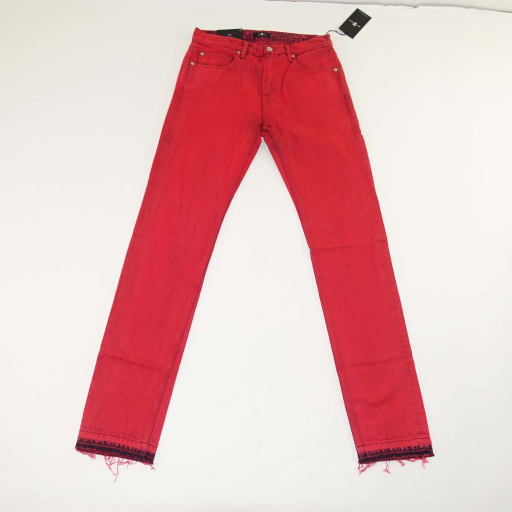 7 For All Mankind Men's Paxtyn Skinny Jeans Size 31 X 32 Nwt Red Mid Rise Denim